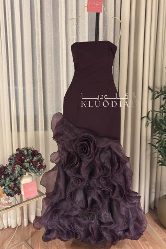 فستان انيق بتدخيلة اورقنزا لون بنفسجي