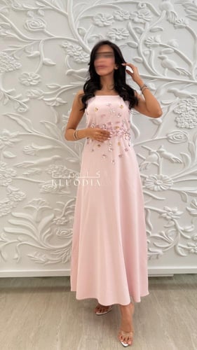 فستان عيد ناعم ساتر بقطعتين منفصله