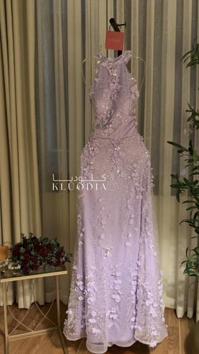 فستان سهره فخم موف ب اكمام منفصله