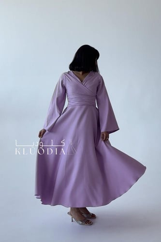 فستان عيد ساتر لون موف