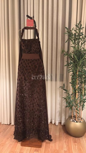 فستان سهره فخم لون بني