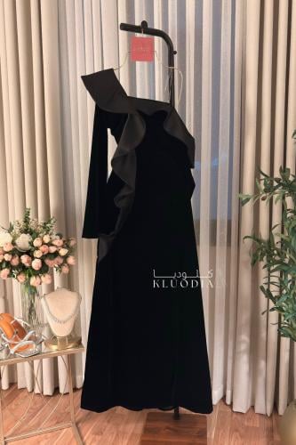 فستان شتوي مخمل ب اكمام