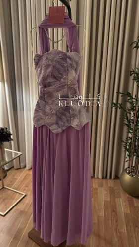 فستان مناسبات ملون+شال منفصل