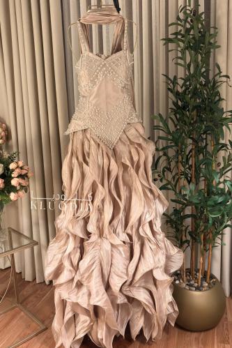 فستان سهره فخم بشال منفصل