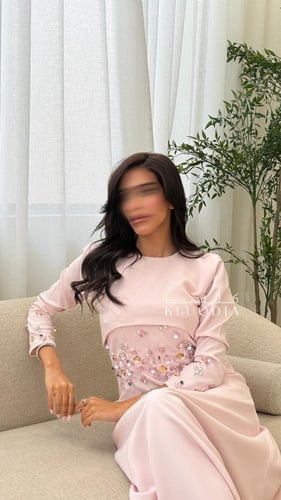 فستان عيد ناعم ساتر بقطعتين منفصله