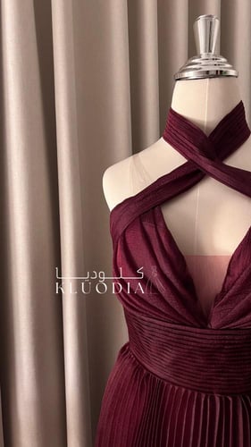 فستان سهره كسرات لون عودي