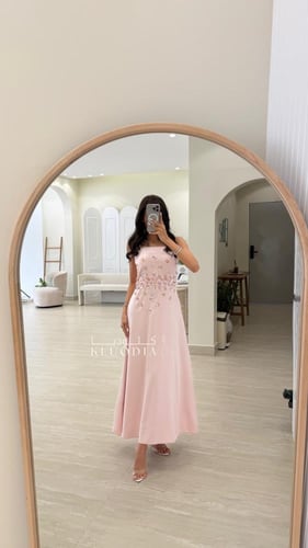 فستان عيد ناعم ساتر بقطعتين منفصله