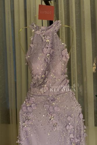 فستان سهره فخم موف ب اكمام منفصله