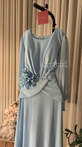 فستان ساتر انيق لون سماوي