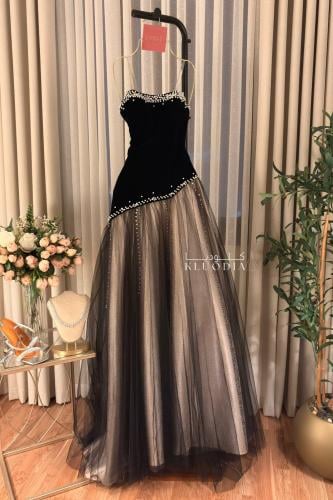 فستان مخمل سهره مع تل ولول