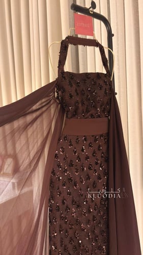 فستان سهره فخم لون بني