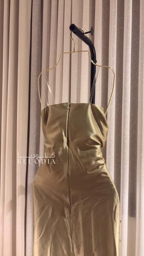 فستان سهره فخم زيتي بقطعتين منفصله