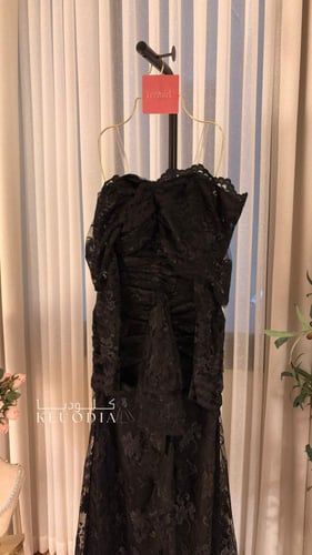 فستان دانتيل اسود فخم ب اكمام