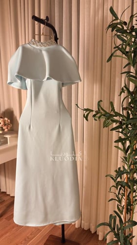 فستان عيد سماوي بقطعتين منفصله