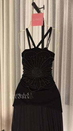 فستان اسود انيق باربي+شيفون جورجيت كسرات