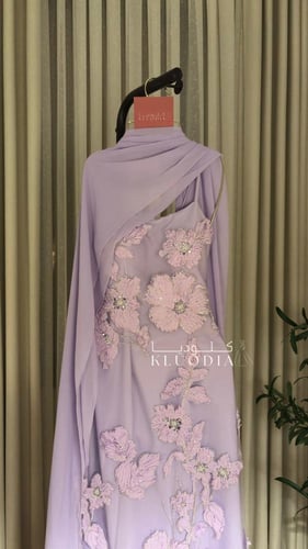 فستان مناسبات فخم+وشاح انيق
