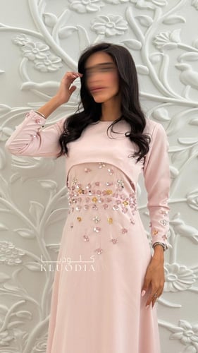 فستان عيد ناعم ساتر بقطعتين منفصله