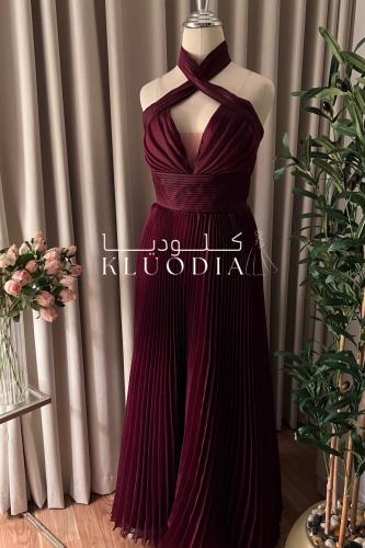 فستان سهره كسرات لون عودي