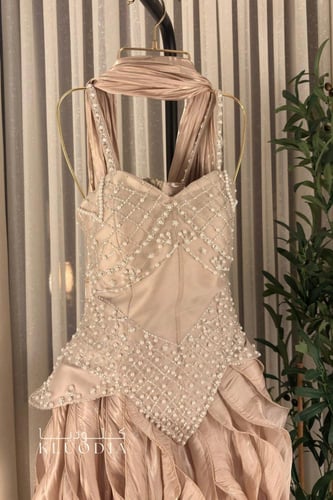 فستان سهره فخم بشال منفصل