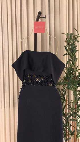 فستان مناسبات اوف شولدر ناعم لون كحلي