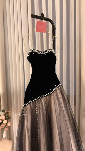 فستان مخمل سهره مع تل ولول