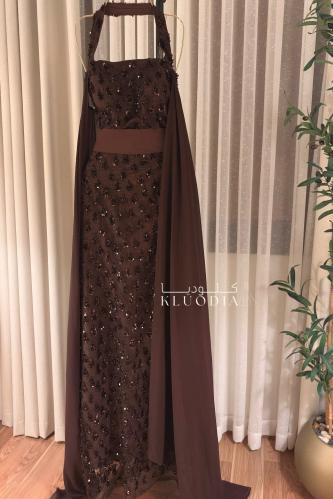 فستان سهره فخم لون بني