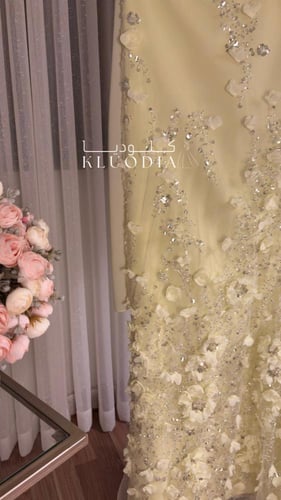 فستان سهره ليموني + شال منفصل