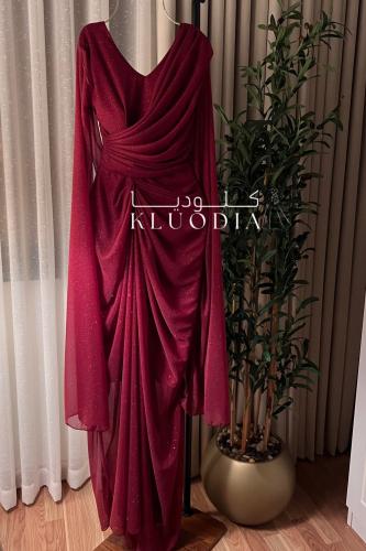 فستان سهره ساتر عنابي بلمعه