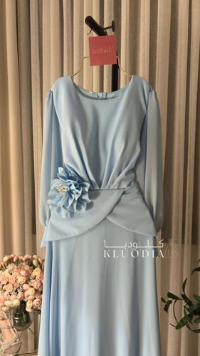 فستان ساتر انيق لون سماوي