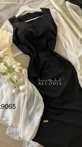 فستان كريب بأكمام شيفون