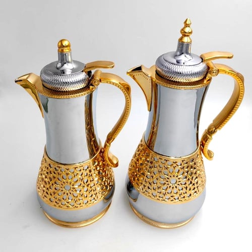 طقم ترامس يارا - فضي لامع ذهبي فاخر