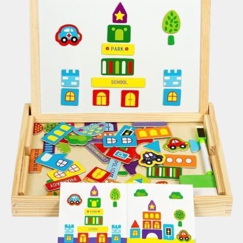 سبورة رسم مغناطيسية مع قطع تعليم المرور وسبورة سود...