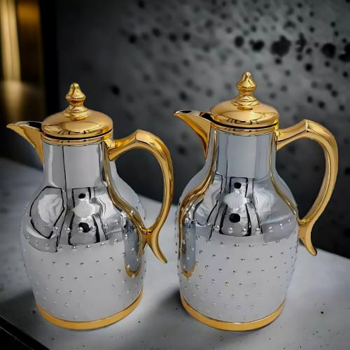 طقم ترامس الماس شاي وقهوة 1 لتر/0.75 لتر فضي وذهبي...