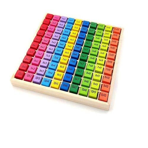 لعبة لوح تعليم جدول الضرب الخشبية