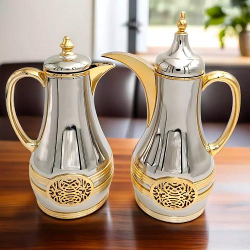 طقم ترامس غلا - فضي لامع وذهبي فاخر