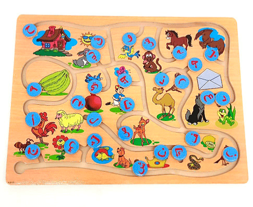 لعبة توصيل الحرف للصورة متاهة الحروف خشبية