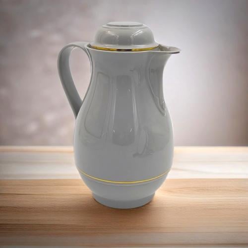 ترمس شاي وقهوة 1 لتر رصاصي بخط ذهبي