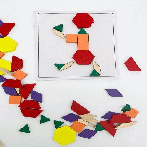 لعبة بزل الاشكال الهندسية خشبية 125 قطعة