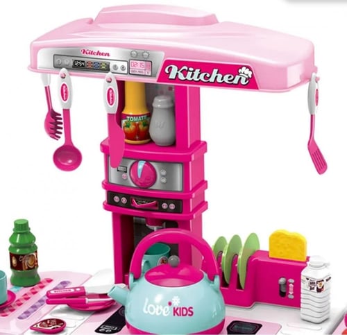 مطبخ اطفال تفاعلي كبير طول 87 سم مصنوع من البلاستي...