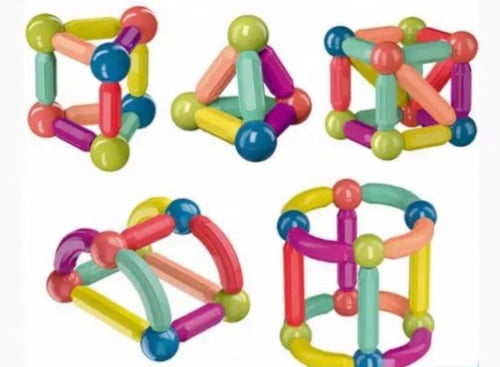 لعبة مغناطيس 65 قطعة تركيب وبناء تعليمية للاطفال ب...
