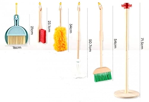 مجموعة أدوات تنظيف خشبية للأطفال