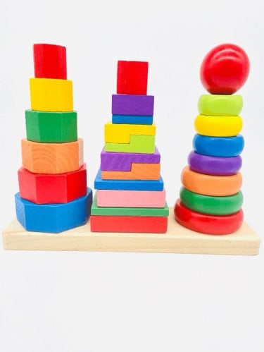 لعبة ابراج الالوان والاشكال التعليمية خشبية