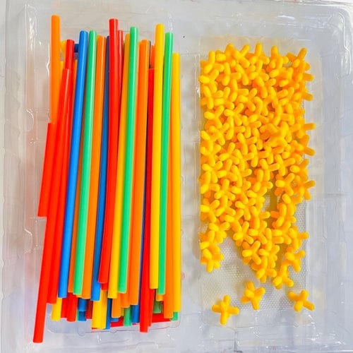 لعبة البناء بالاعواد ( بناء القش ) عدد 100 قطعة