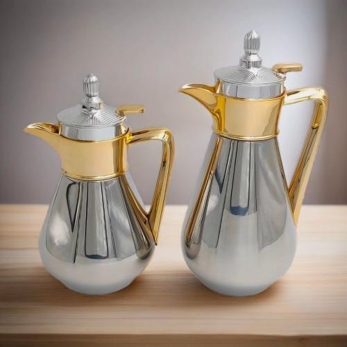 طقم ترامس نيوروزا - شاي وقهوة 1 لتر /600 مل فضي وذ...