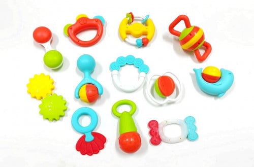 مجموعة ألعاب خشخيشة للأطفال 12 قطعة بلاستيكية