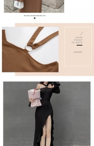 فستان قطني مع بلوسترموديل فرنسي بأكمام طويلة بفتحة...