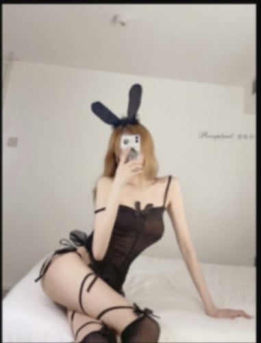 قميص نوم دانتيل ناعم بزي الارنب اربع قطع