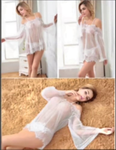 قميص نوم دانتيل بحمالة مكشوفة الاكتاف