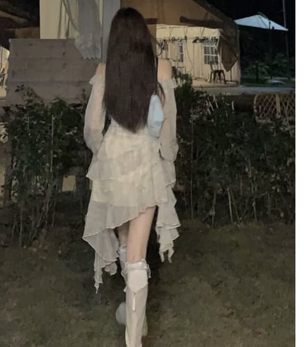 فستان نمط فرنسي ربيعي مكشكش