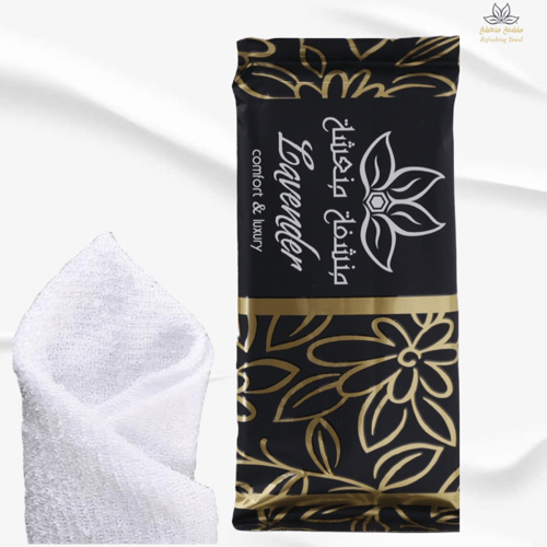 منشفة منعشة برائحةاللافندر - اسود مزخرف .